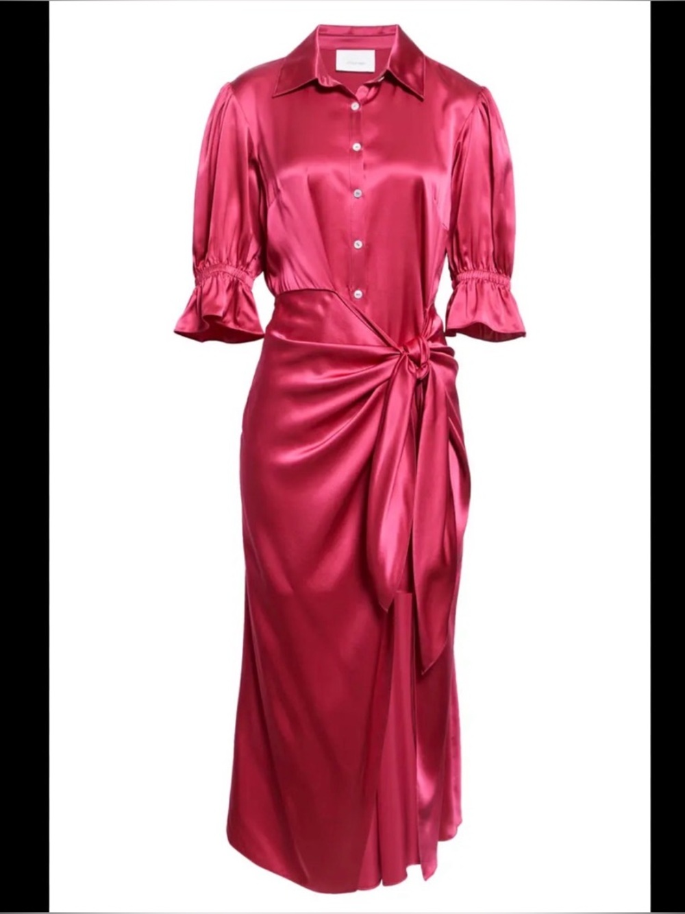 cinq a sept Magenta Satin Wrap Dress